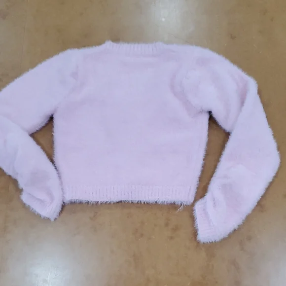 Fuzzy knit Pink cropped cardigan Sweater Sz S Cottage core 90s inspired - Picture 4 of 16